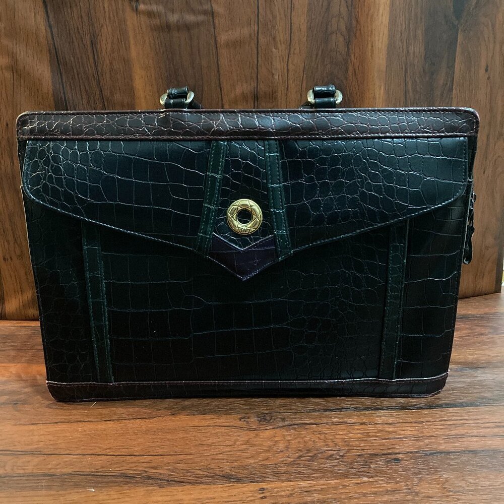 vintage Dolce Vita Jackson crocodile-embossed‎ leather briefcase Bag